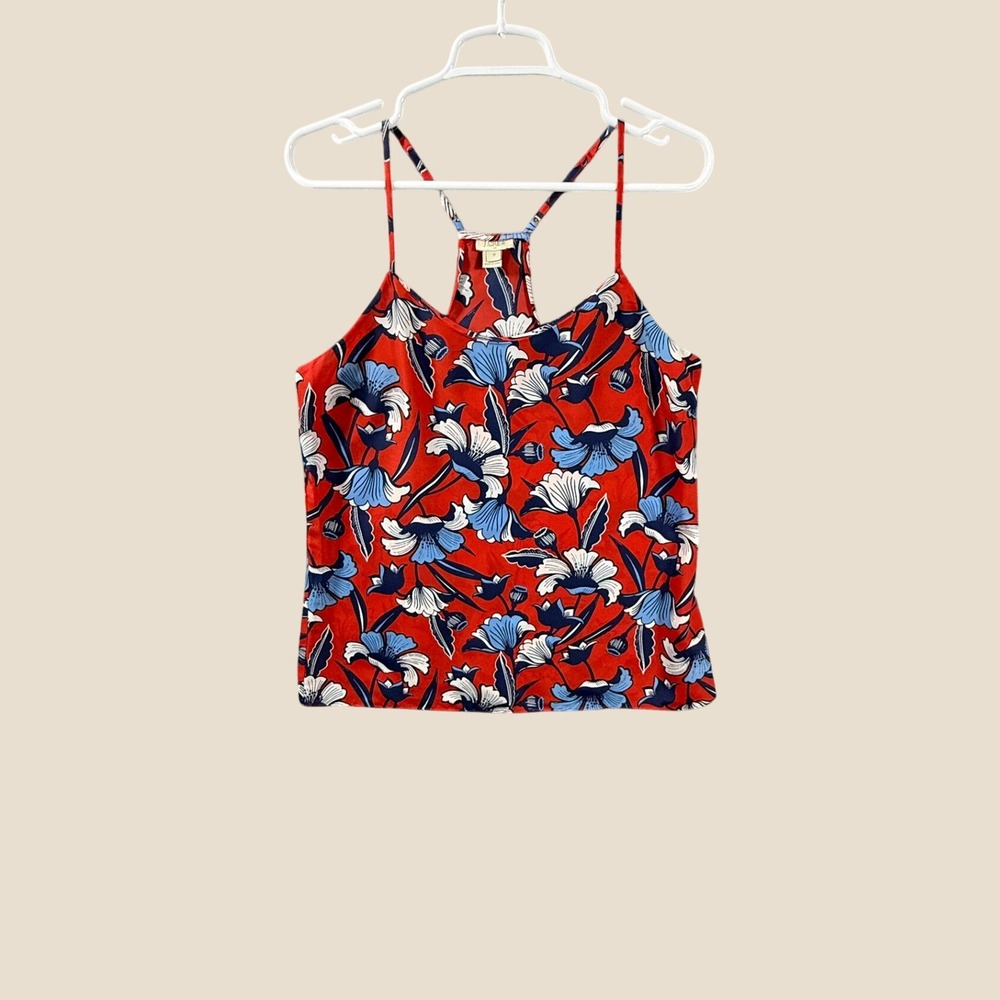 J.Crew Floral Racerback Camisole Top Red Blue White Size 10
